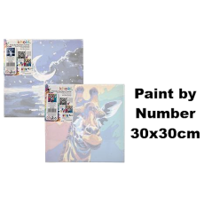 Paint by Number Printed Canvas, size 30 x 30cm